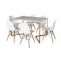 Imagem de Mesa Jantar Industrial Retangular 137x90cm Branca Base V Dourada com 6 Cadeiras Eames Eiffel Madeira