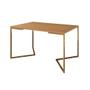 Imagem de Mesa Jantar Industrial Retangular 137x90cm Canela Base V Dourada com 6 Cadeiras Eames Eiffel Madeira