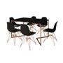 Imagem de Mesa Jantar Industrial Retangular 137x90cm Preta Base V com 6 Cadeiras Eames Eiffel Pretas Base Cobr