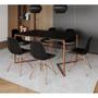 Imagem de Mesa Jantar Industrial Retangular 137x90cm Preta Base V com 6 Cadeiras Eames Eiffel Pretas Base Cobr