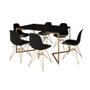 Imagem de Mesa Jantar Industrial Retangular 137x90cm Preta Base V com 6 Cadeiras Eames Eiffel Pretas Base Dour