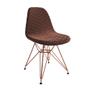 Imagem de Mesa Jantar Industrial Retangular Branca 120x75 Base V com 4 Cadeiras Estofadas Caramelo Base Cobre