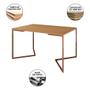 Imagem de Mesa Jantar Industrial Retangular Canela 120x75 Base V Cobre com 4 Cadeiras Estofada Verde Madeira