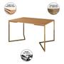 Imagem de Mesa Jantar Industrial Retangular Canela 120x75 Base V com 4 Cadeiras Estofadas Verde Aço Dourado