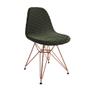 Imagem de Mesa Jantar Industrial Retangular Canela 120x75 Base V com 4 Cadeiras Estofadas Verdes Base Cobre 