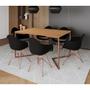 Imagem de Mesa Jantar Industrial Retangular Canela 137x90cm Base V Cobre com 6 Poltronas Pretas Eames Eiffel B