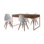 Imagem de Mesa Jantar Industrial Retangular Filadélfia Amêndoa 137x90cm Base Cobre com 4 Cadeiras Brancas Eiff
