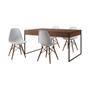 Imagem de Mesa Jantar Industrial Retangular Filadélfia Amêndoa 137x90cm Base Ferro Preto com 4 Cadeiras Branca