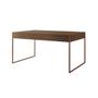 Imagem de Mesa Jantar Industrial Retangular Filadélfia Amêndoa 137x90cm com 4 Cadeiras Eames Pretas Base Cobre