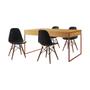 Imagem de Mesa Jantar Industrial Retangular Filadélfia Canela 137x90cm Base Cobre com 4 Cadeiras Pretas Eiffel