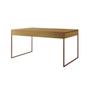 Imagem de Mesa Jantar Industrial Retangular Filadélfia Canela 137x90cm Base Cobre com 4 Cadeiras Pretas Eiffel