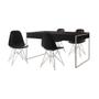 Imagem de Mesa Jantar Industrial Retangular Filadélfia Preta 137x90cm com 4 Cadeiras Eames Pretas Base Ferro B