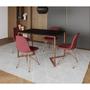 Imagem de Mesa Jantar Industrial Retangular Preta 120x75 Base V com 4 Cadeiras Estofadas Vermelhas Base Cobre