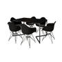 Imagem de Mesa Jantar Industrial Retangular Preta 137x90cm Base V com 6 Poltronas Eames Eiffel Pretas Ferro Pr