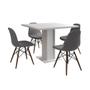 Imagem de Mesa Jantar Londres Quadrada Branca 90cm 4 Cadeiras Eames Estofadas Grafite Madeira