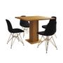 Imagem de Mesa Jantar Londres Quadrada Canela 90cm 4 Cadeiras Eames Estofadas Preta Base Dourado