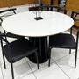 Imagem de Mesa Jantar Redonda 105cm MDF com 4 Cadeiras Estrutura Aço