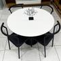 Imagem de Mesa Jantar Redonda 105cm MDF com 4 Cadeiras Estrutura Aço