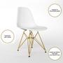 Imagem de Mesa Jantar Redonda 110cm Amêndoa Clips 3 Pés com 4 Cadeiras Eames Eiffel Brancas Base Dourada