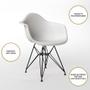 Imagem de Mesa Jantar Redonda 110cm Amêndoa Clips 3 Pés com 4 Poltronas Brancas Eames Eiffel Ferro Preto