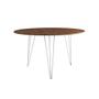 Imagem de Mesa Jantar Redonda 110cm Amêndoa Clips 3 Pés com 5 Cadeiras Eames Eiffel Pretas Ferro Branco