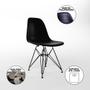 Imagem de Mesa Jantar Redonda 110cm Amêndoa Clips 3 Pés com 5 Cadeiras Eames Eiffel Pretas Ferro Preto