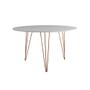 Imagem de Mesa Jantar Redonda 110cm Branca Clips 3 Pés com 4 Cadeiras Eames Eiffel Brancas Base Cobre