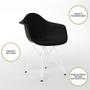 Imagem de Mesa Jantar Redonda 110cm Branca Clips 3 Pés com 4 Poltronas Pretas Eames Eiffel Ferro Branco