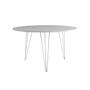 Imagem de Mesa Jantar Redonda 110cm Branca Clips 3 Pés com 4 Poltronas Pretas Eames Eiffel Ferro Branco