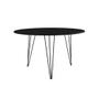 Imagem de Mesa Jantar Redonda 110cm Preta Clips 3 Pés com 4 Cadeiras Eames Eiffel Brancas Ferro Preto