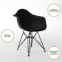 Imagem de Mesa Jantar Redonda 110cm Preta Clips 3 Pés com 4 Poltronas Pretas Eames Eiffel Ferro Preto