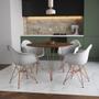 Imagem de Mesa Jantar Redonda 90cm Amêndoa Clips 3 Pés com 4 Poltronas Eiffel Eames Daw Brancas Base Cobre