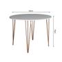 Imagem de Mesa Jantar Redonda Branca Hairpin 90cm Elen Base Cobre