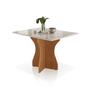 Imagem de Mesa Jantar Retangular Luxo 120X80 Tampo Off Com Vidro Pé Mdf