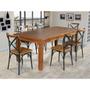 Imagem de Mesa Jantar Retangular Madeira Maciça Aurora 160x80 com 6 Cadeiras Paris Base Alumínio - Castanho