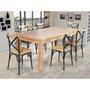 Imagem de Mesa Jantar Retangular Madeira Maciça Aurora 160x80 com 6 Cadeiras Paris Base Alumínio - Natural