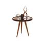 Imagem de Mesa Lateral Adnet Couro Com Espelho 40cm Pés Palito cor Marrom - Comprar Moveis em Casa