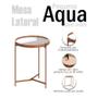 Imagem de Mesa Lateral Ambiente Aqua Pequena com Vidro Off White Cobre - Imcal