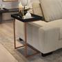 Imagem de Mesa Lateral Apoio Para Sofá Com Espelho JB 4774 - Preto com Bronze - Lojas RPM