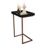 Imagem de Mesa Lateral Apoio Para Sofá Com Espelho JB 4774 - Preto com Bronze - Lojas RPM