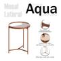 Imagem de Mesa Lateral Aqua Grande com Vidro Off White Cobre - Imcal