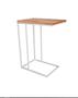 Imagem de Mesa Lateral de Apoio de Sofa Tampo  Madeira Amendoa Base Branco 5