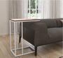 Imagem de Mesa Lateral de Apoio de Sofa Tampo  Madeira Amendoa Base Branco 5