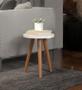 Imagem de Mesa Lateral Tripé Pés Palito Tampo De Mdf Branco Redondo