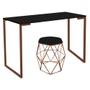 Imagem de Mesa Ley Industrial Escritório e Home Office com Puff Luna material sintético Preto Bronze Tampo Preto - Ahz Móveis