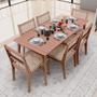 Imagem de Mesa Loren 160 cm com 6 Cadeiras Área Externa Cozinha Corda Náutica Bege Giardino G01 - Lyam Decor