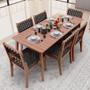 Imagem de Mesa Loren 160 cm com 6 Cadeiras Área Externa Cozinha Corda Náutica Preto Giardino G01 - Lyam Decor