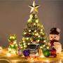Imagem de Mesa Mini Árvore de Natal, Árvores de Natal pequenas de 20" com luzes, árvores artificiais pré-iluminadas por bateria para decorações de topo de mesa com ornamentos de bolas, topper de árvore, para sala de mesa casa decorada