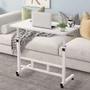 Imagem de Mesa notebook altura ajustavel home office multifuncional com rodinhas escrivaninha sala sofa branco