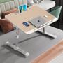 Imagem de Mesa notebook articulada sofa cama aluminio madeira ajustavel com gaveta pernas dobravel suporte tablet marfim